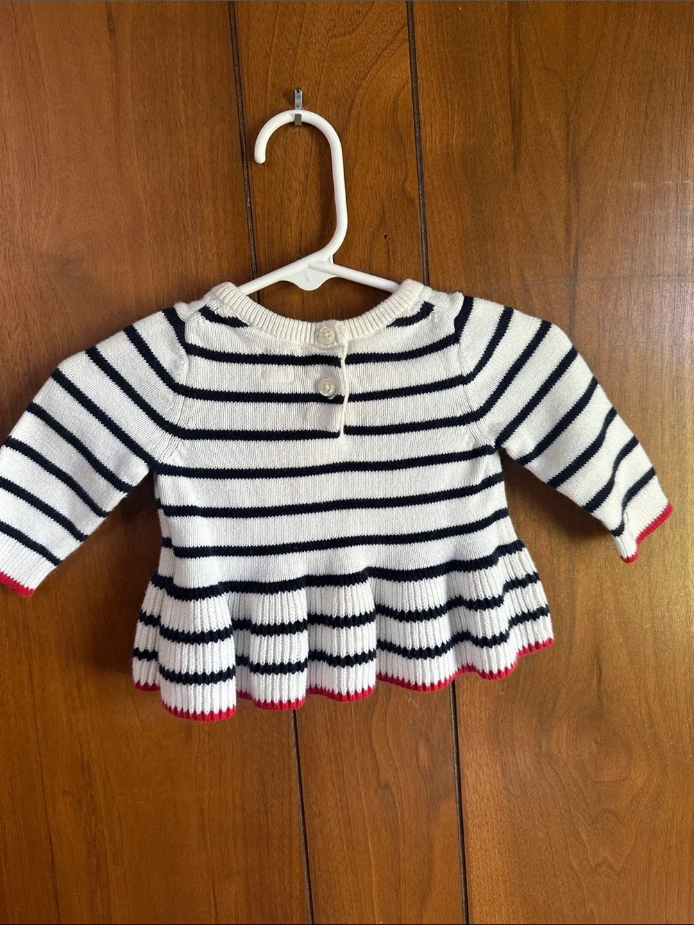Baby Gap Striped White & Navy Kids Sweater with Red Heart